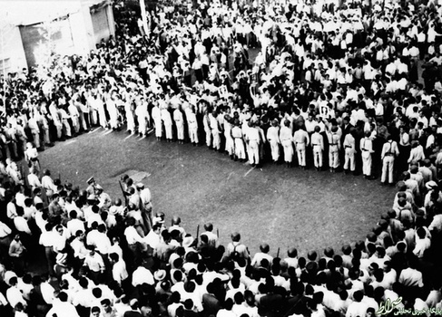 گردهمایی بزرگی که در حمایت از همه‌پرسی برگزار شد  12 مرداد 1332