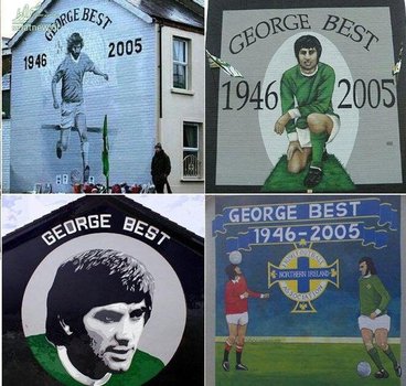 تصاویر متعددی از جورج بست، ستاره پیش منچستریونایتد بر روی دیوارهای بلفاست (پایتخت ایرلند شمالی) نقش بسته است.