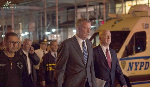 شهردار نیویورک در محل انفجار