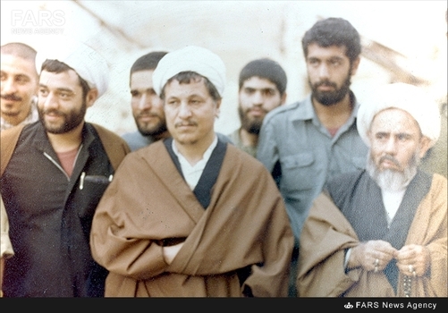 آبادان، آیت الله اکبر هاشمی رفسنجانی در کنار آیت‌الله شیخ غلامحسین جمی - 1359