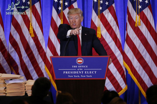 درگیری لفظی دونالد ترامپ رییس جمهور منتخب آمریکا با یک خبرنگار در اولین کنفرانس خبری - برج ترامپ در منهتن نیویورک