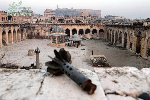  نمایی از مسجد اموی حلب که ماه گذشته توسط نیروهای ارتش و مقاومت از دست تروریست‌ها آزاد شد