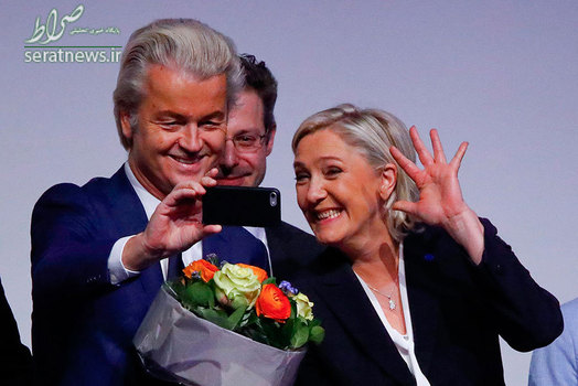 عکس سلفی گیرت ویلدرز اسلام ستیز هلندی با مارین لوپن رهبر افراطی جبهه ملی فرانسه  - کوبلنتس، آلمان