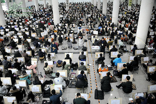 شرکت کنندگان در امتحان ورودی کالج هنر در استان شاندونگ چین