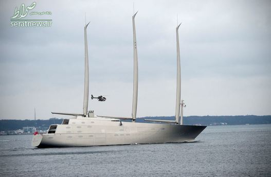 بزرگترین قایق بادبانی جهان که متلق به یک روسی است در حال عبور از آبهای دانمارک