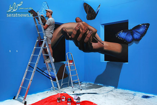 نقاشی سه بعدی هنرمند روس در دبی