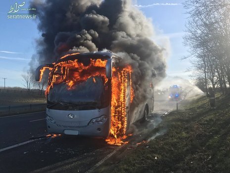آتش گرفتن یک اتوبوس در دارلینگتون انگلیس