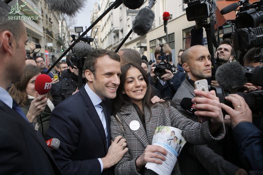 عکس سلفی با امانوئل ماکرون نامزد انتخابات ریاست جمهوری فرانسه