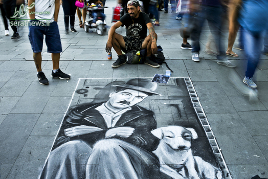 نقاشی چارلی چاپلین در سانتیاگوی شیلی