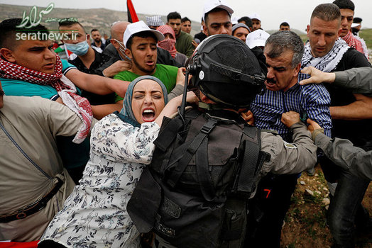 درگیری گروهی از فلسطینیان با نظامیان رژیم صهیونیستی در تظاهرات روز زمین