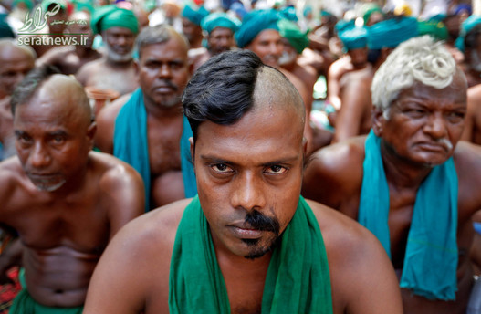 ظاهر متفاوت یک کشاورز از ایالت جنوبی تامیل نادو در اعتراض به خشکسالی