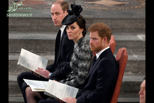 شاهزاده هری، کیت، دوشس کمبریج، و پرنس ویلیام در کلیسای وستمینستر در لندن