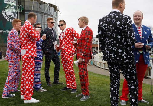 کت و شلوار جالب طرفداران مسابقات اسب سواری در انگلیس