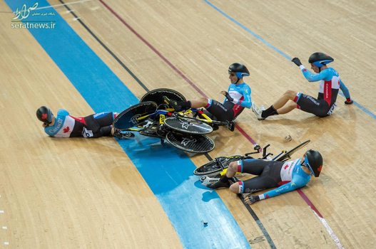 تصادف دوچرخه سواران تیم کانادا در رقابت های قهرمانی جهان در ولودروم هنگ کنگ