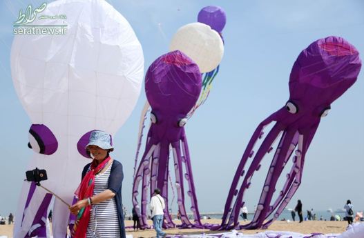 عکس سلفی در جشنواره بادبادک محلی در لانگ فنگ، استان شاندونگ چین