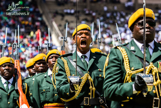 رژه نیروهای ارتش زیمباوه به مناسبت جشن سی و هفتمین سالروز استقلال این کشور