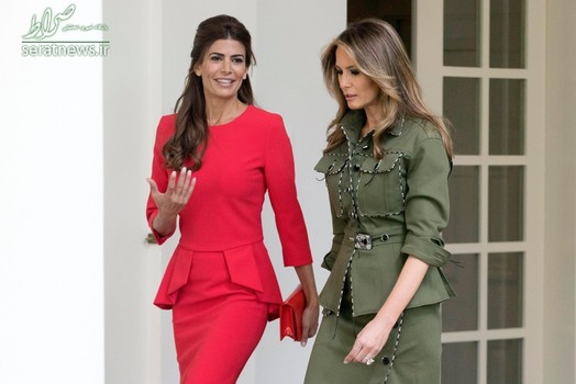 قدم زدن و گفتگوی ملانیا ترامپ همسر رییس جمهور آمریکا و  جولیانا آوادا همسر رییس جمهور آرژانتین در کاخ سفید