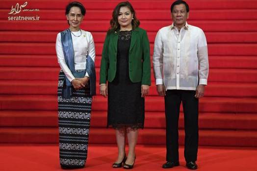 عکس یادگاری دوترته و همسرش با آنگ سان سوچی رهبر میانمار