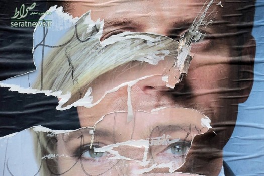 پاره کردن پوسترهای تبلیغاتی مارین لوپن و امانوئل مکرون در فرانسه