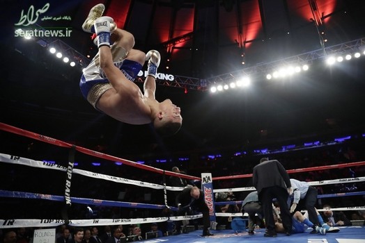 خوشحالی یک بوکسور سبک وزن پس از پیروزی در مسابقات نیویورک