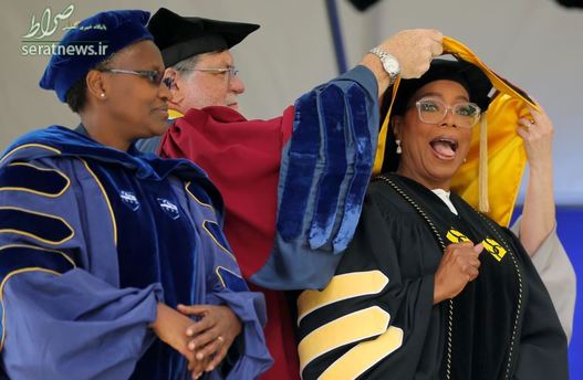 اعطای دکترای افتخاری به اپرا وینفری بازیگر و مجری آمریکایی در ماساچوست