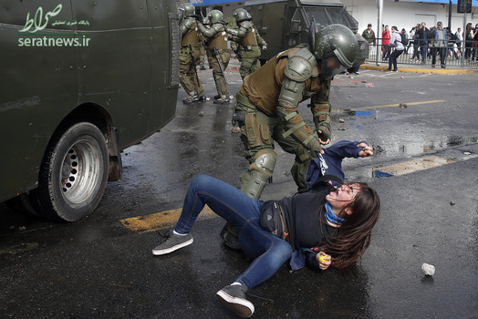 درگیری معترضان با نیروهای پلیس در سانتیاگوی شیلی