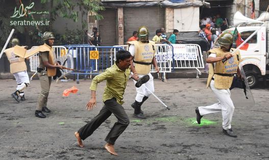 درگیری پلس ضدشورش با فعالان کارگری در کلکته