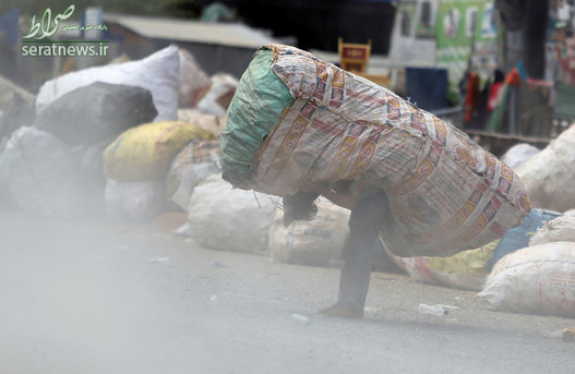 یک کولبر در حال انتقال ضایعات جمع آوری شده در حومه پوم پن کامبوج