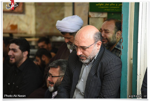 حاج مصطفی خورسندی در مراسم تشییع پیکر کربلایی عباس شاهی 