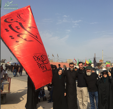 بهرام عظیمی و سوگل طماسبی در میان زائران اربعین حسینی