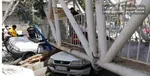 سقوط پايه پل در بزرگراه صدر تهران