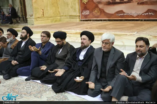 حضور محمدرضا عارف در کنار سید حسن خمینی