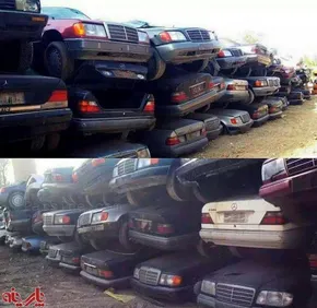 عکس/بنز صفر با دیسک های زنگ زده در گمرک!