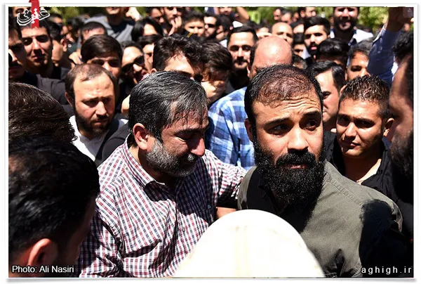 حاج جواد حیدری و حاج عبدالرضا هلالی در مراسم تشییع پیکر کربلایی عباس شاهی 