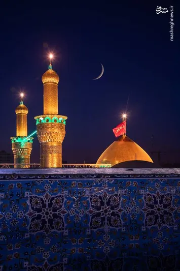 تصاویر| هلال ماه ربیع الاول بر فراز حرم سیدالشهدا