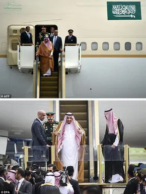 عکس/ وقتی ملک سلمان زیر باران می رود!