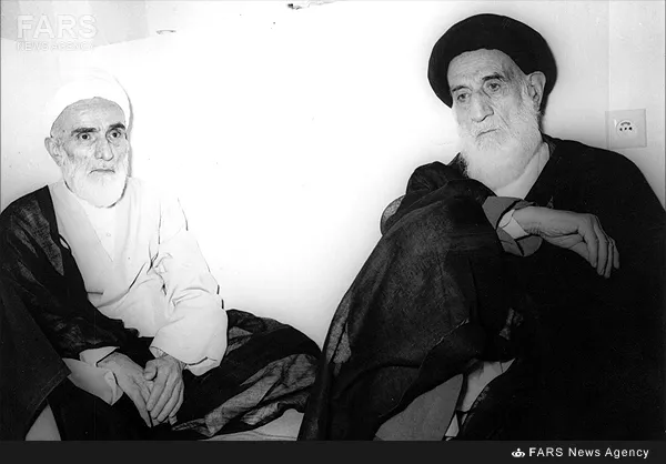 7.قم،آیت‌الله سید مرتضی پسندیده در کنارحجت الاسلام  حاج شیخ محمد تقی فلسفی - 1358