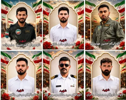 تصویر  سه خلبان و سه نیروی ارتش که در حمله آمریکا به شهادت رسیدند