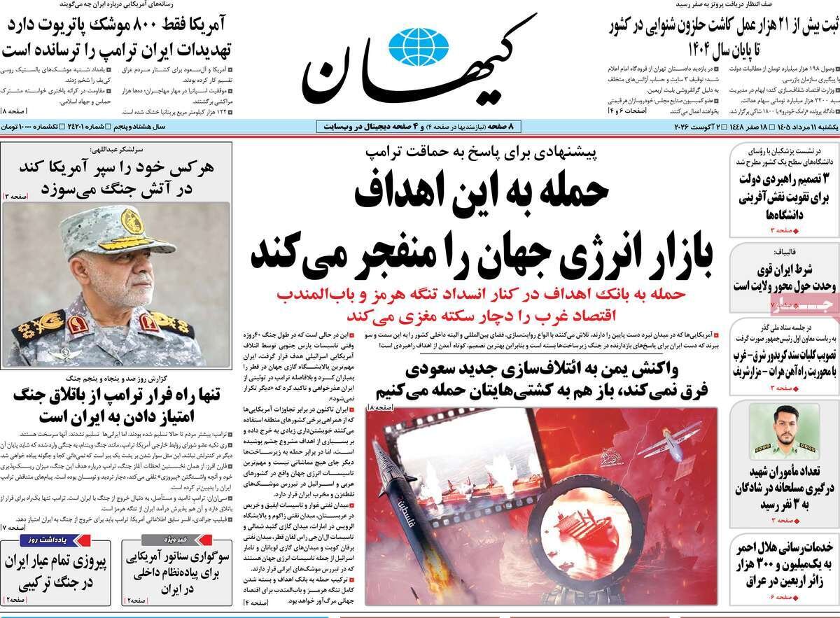 تصاویر| صفحه نخست روزنامه‌های امروز یکشنبه ۱۱ مرداد ۱۴۰۵ را ببینید