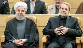 عکس/ اخم روحانی به لاریجانی