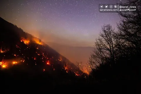 تصاویر| مهار آتش‌سوزی جنگل الیت