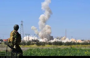 عکس/پیشمرگ کرد پس از انفجار بمب