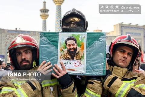 تصاویر | مراسم تشییع پیکر آتش‌نشان فداکار «شهید رضا فخریان»