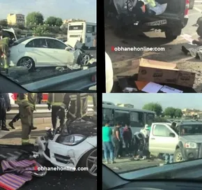 عکس/تصادف BMW آی ۸ با پراید در متل قو