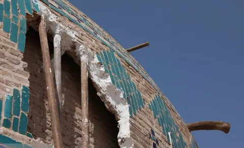 تصاویر / گنبد مسجد امیرچقماق پس از ریزش